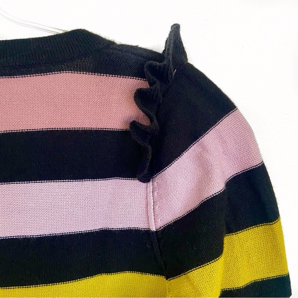 SONIA RYKIEL x H&M Multicolor Stripe Pullover Sweater with Frills Ruffle Detail - Picture 4 of 7